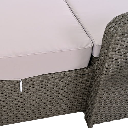Harper & Bright Designs Rattan Outdoor Double Lounge Chaise 2-Person PE Wicker Outdoor Patio Sunbed with Canopy Cover for Backyard Garden Balcony, Beige+Black - Image 96
