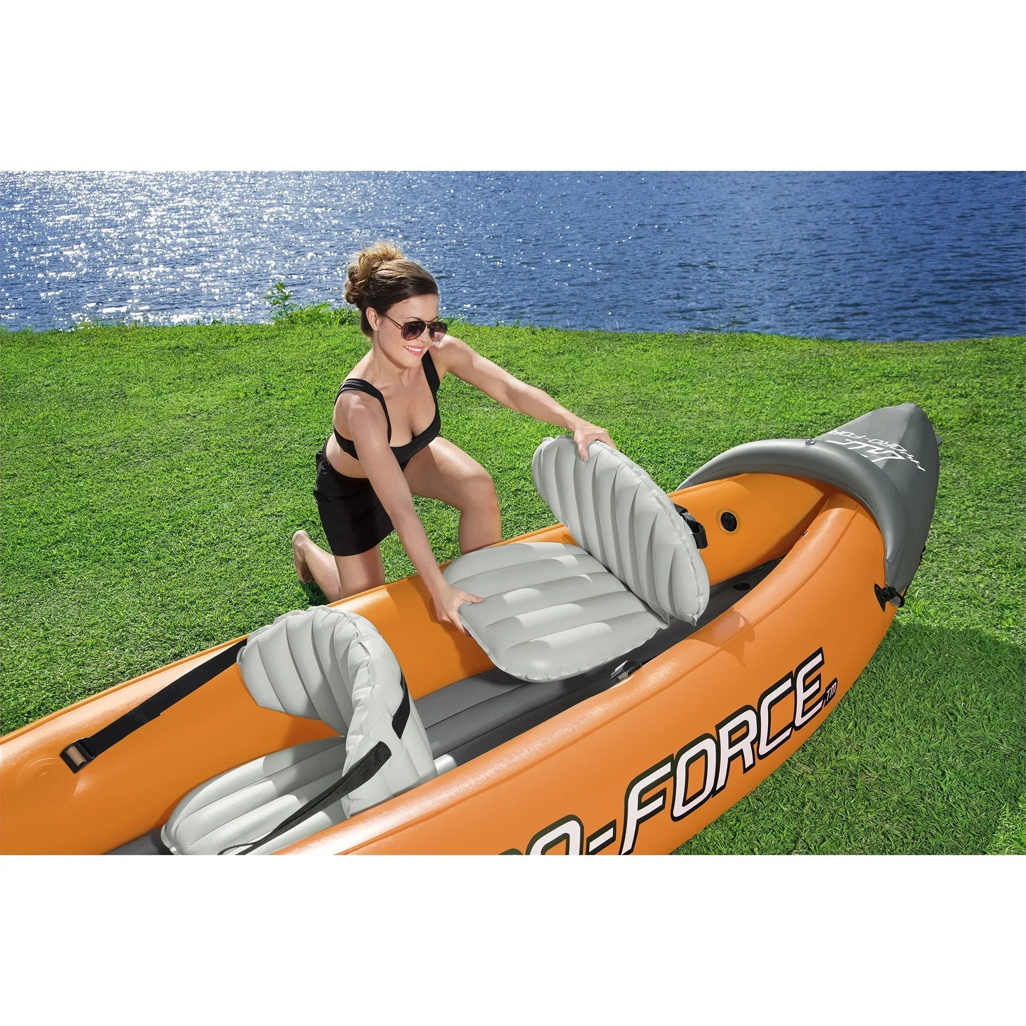 Bestway Inflatable Kayak Set With 2 Seats, Orange And Black - Hydro Force Lite Rapid X2 - Image 7 Bestway Inflatable Kayak Set With 2 Seats, Orange And Black - Hydro Force Lite Rapid X2 - Image 7
