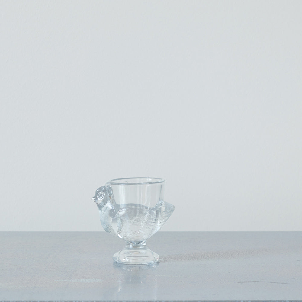 Coquetier poule en verre pressé