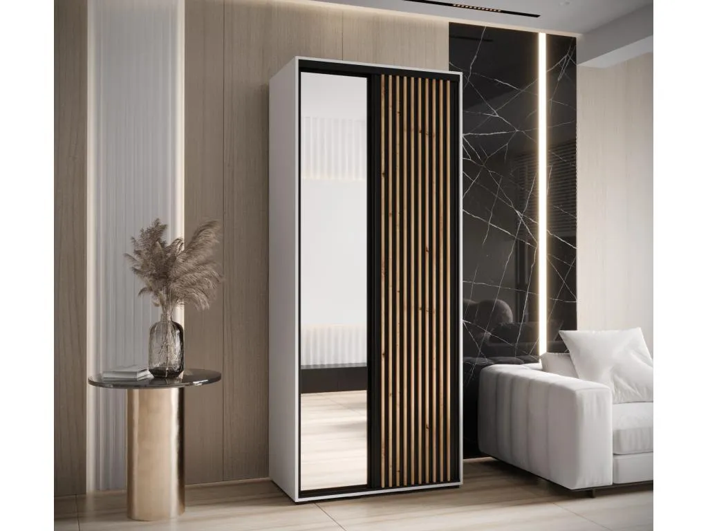 ARMARIO Mobtrendy 2 DE PUERTAS CORREDERAS 205.2/120/45 2 puertas (blanco/negro) 12303murv
