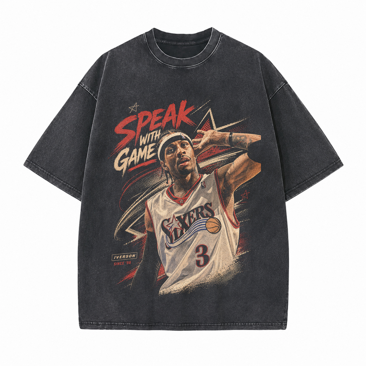 Speak With Game Printed Unisex Washed T-Shirt