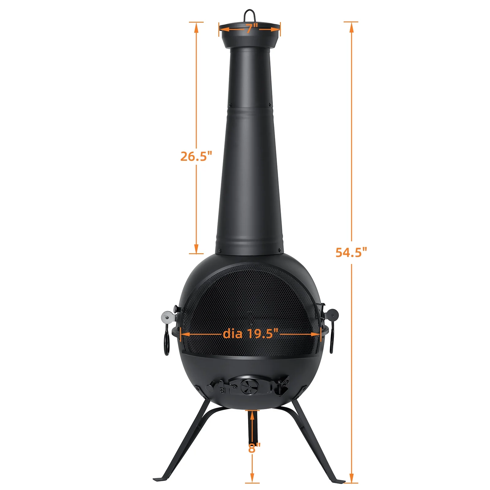 SinglyFire Chiminea Outdoor Fireplace Wood Burning Chimenea Metal Cast Iron Fire Pit with Cover Rain Lids for Backyard Garden Camping Patio Heater - Image 5