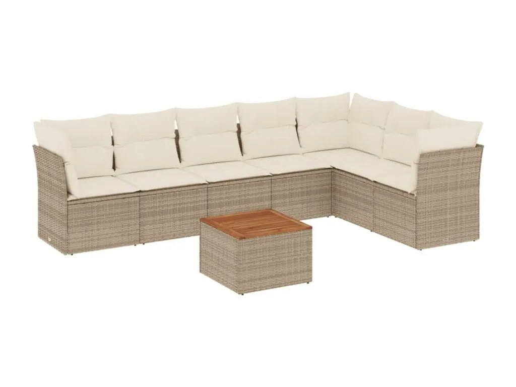 Juego de sofás de jardín con cojines beige 8 piezas ratán PE 41246ejkz