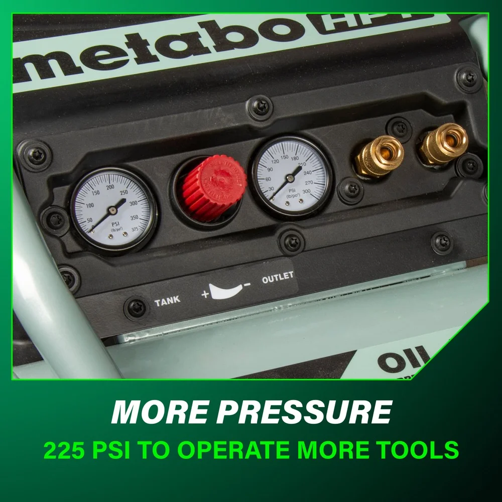 Metabo HPT Air Compressor, THE TANK, 8-Gallon Trolley Air Compressor, 225 PSI, Versatile for Use with Framing, Siding, Finish, or Roofing Nailers, Easy Mobility with Rubber Tires, EC1315S - Image 7