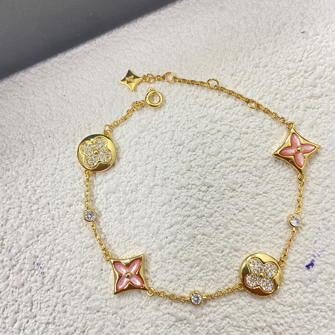 Louis Vuitton Diamond Sun Pink Mother of Pearl Star Bracelet - Original Replica Club