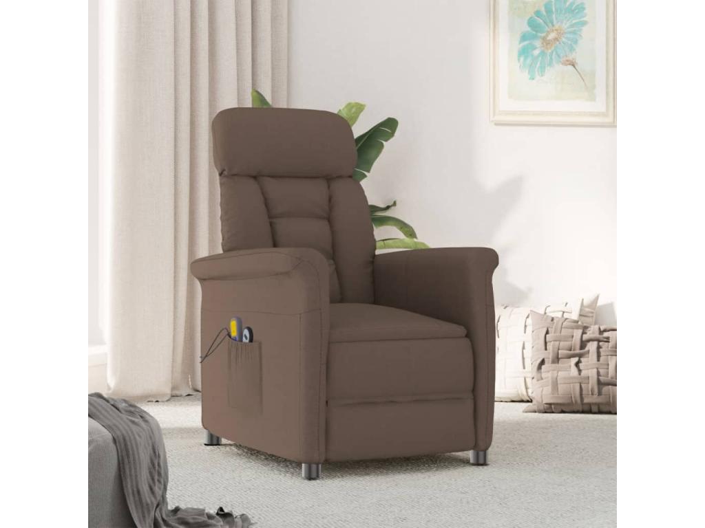 Sillón de masaje eléctrico Marrón Piel sintética