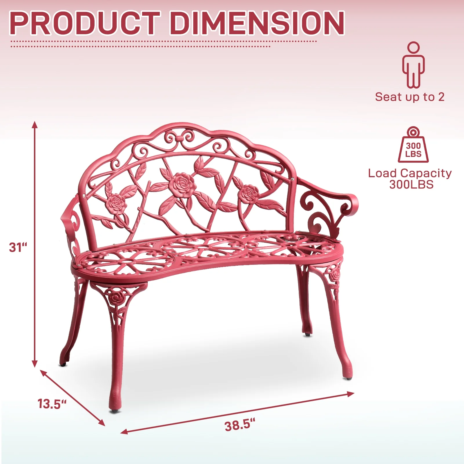 Ktaxon Outdoor Patio Park Garden Bench Courtyard Leisure Rose Cast Aluminum, Outdoor Loveset, Bronze - Image 35
