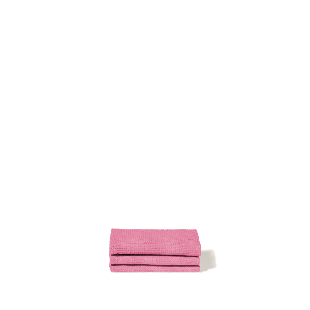 Serviette de bain invité en lin - Nid d'abeille - Rose Garance