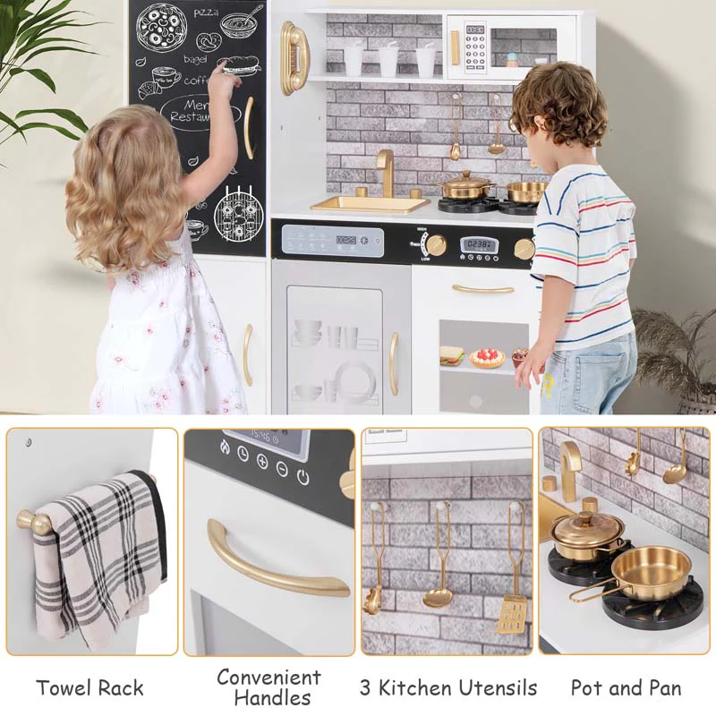 Eletriclife Pretend Play Kitchen with Utensils for Kids Aged 3+
