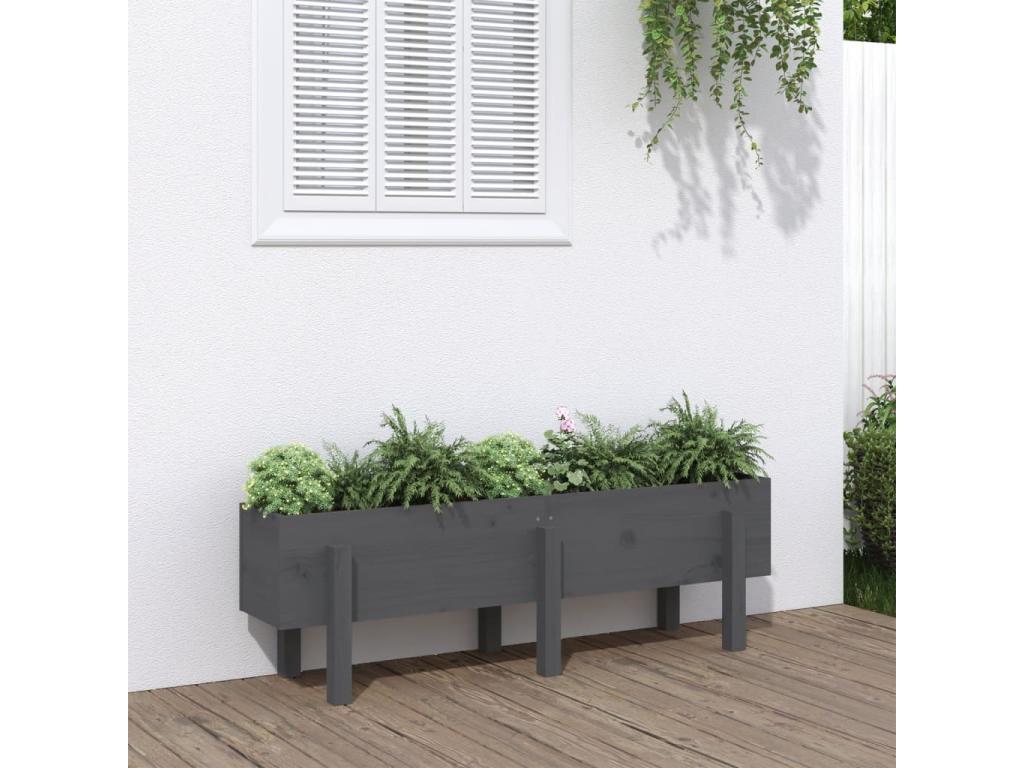 Arriate Decoromantico levado de jardín madera maciza pino gris 121x30x38 cm