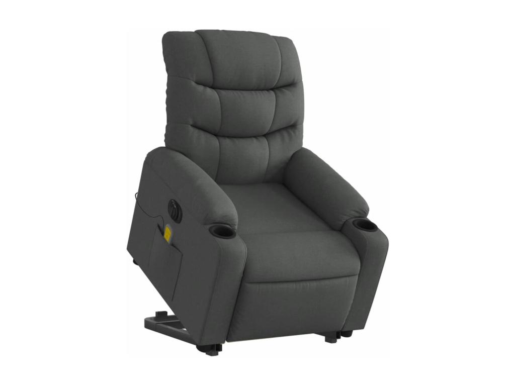 Sillón de masaje eléctrico reclinable elevable tela gris oscuro