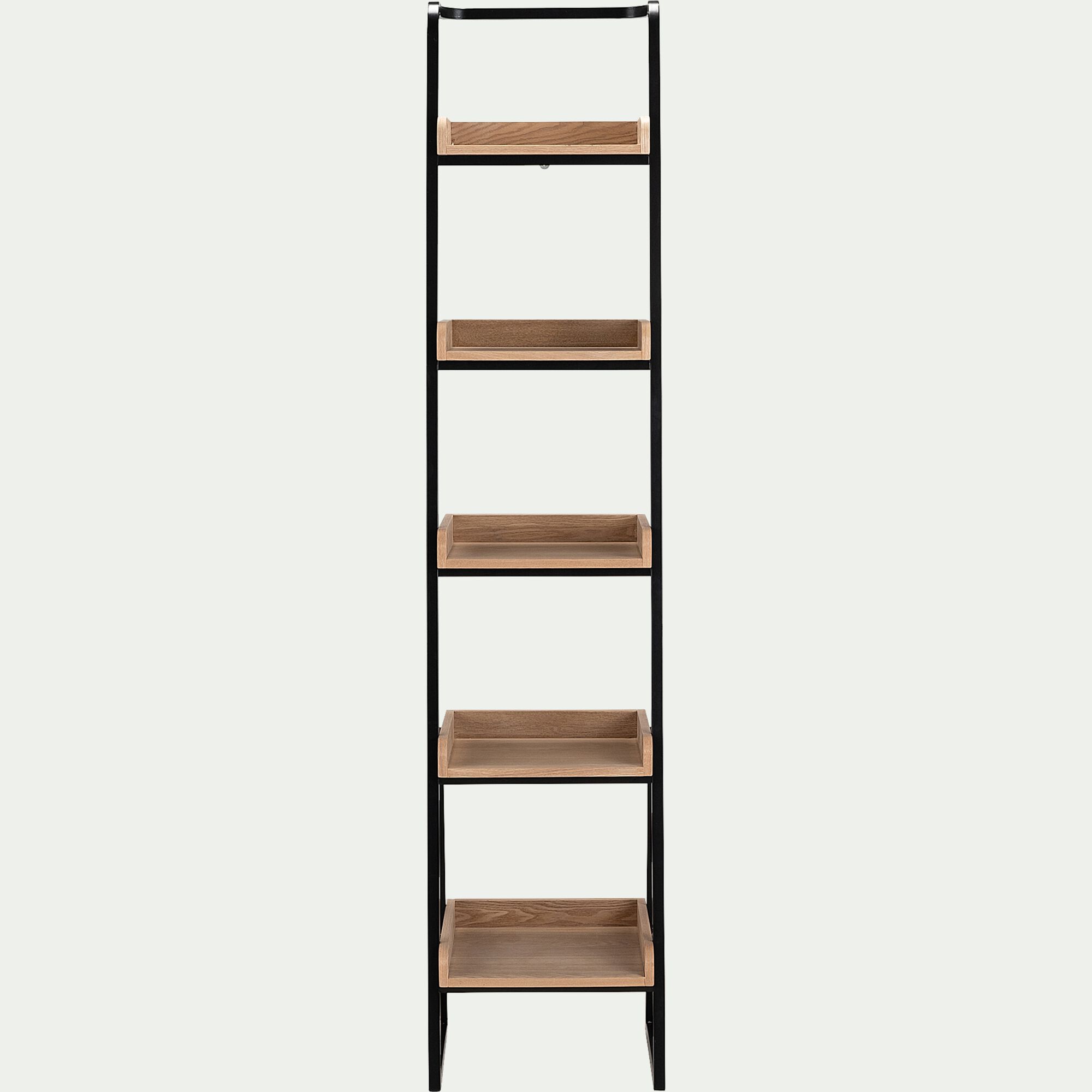ESTANIER - Étagère 5 tablettes plaquée frêne et métal noir L40cm - bois clair