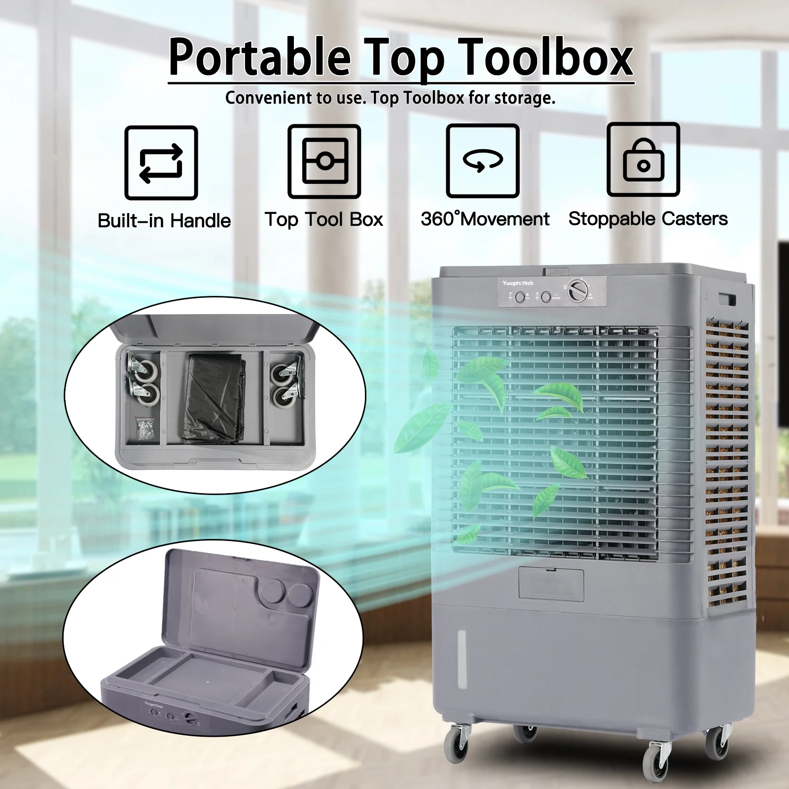 YougetTech 37'' Portable 3000CFM Evaporative Air Cooler - Image 25