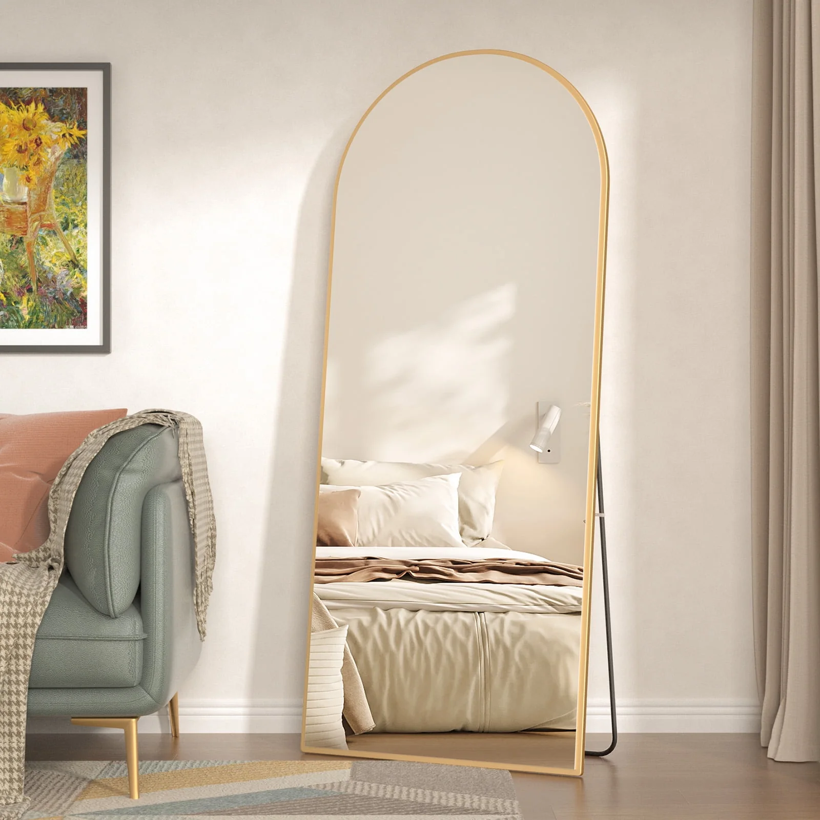 RACHMADES 65"x24" Arch Mirror Full Length Full Body Mirror Arched Floor Mirror with Stand Tall Mirror Long Gold Mirror FULL Length - Image 8