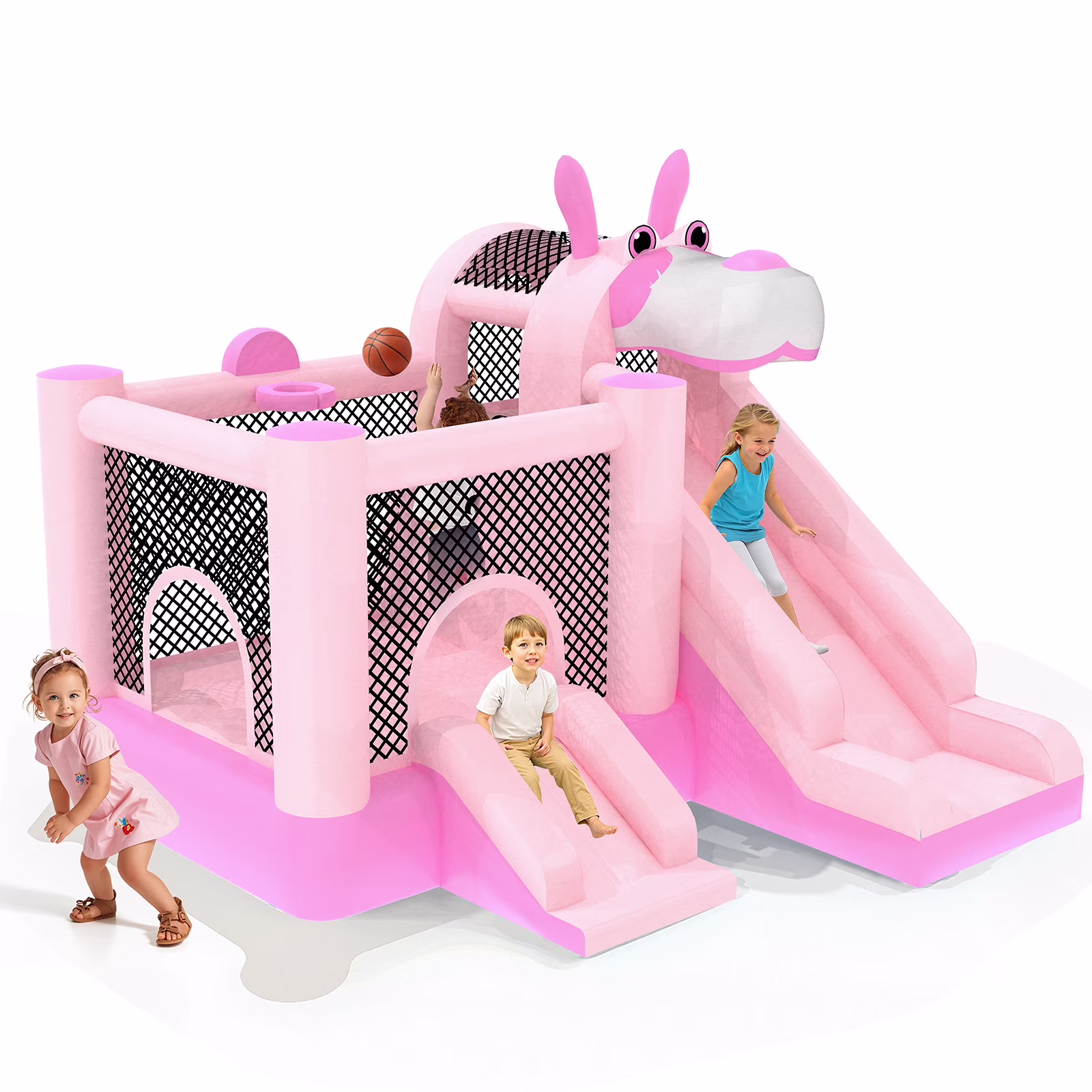 Mukidy 114''x 114'' x 92.5'' Inflatable Bounce Houses for Kids 3-10 with Blower Double Slide and Ball Pit/Indoor Bouncy House, PVC, Child, Teen, Toddler,Blue - Image 5