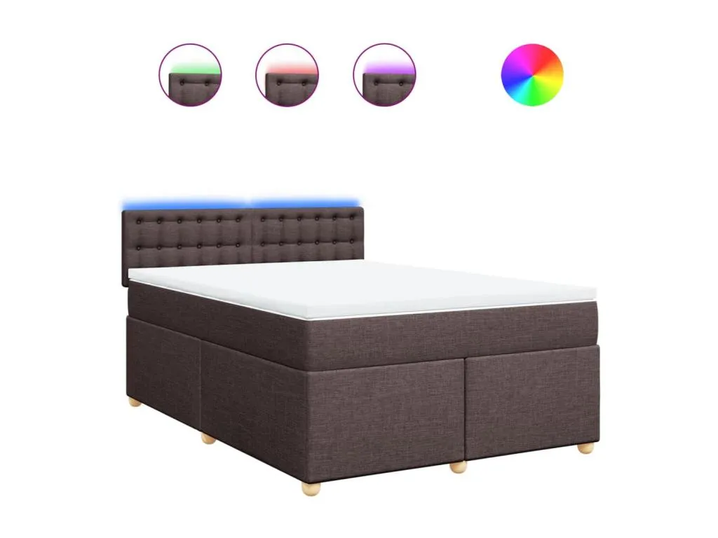 Cama box spring con colchón tela marrón oscuro 140x200 cm kob3522575