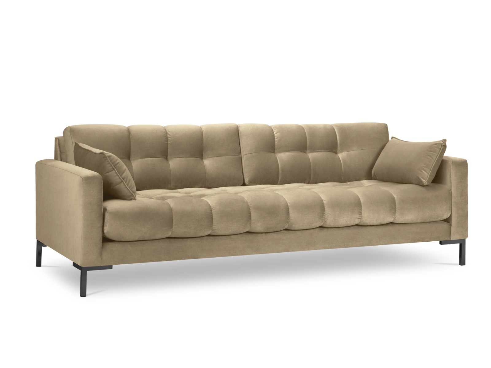 Sofá de 4 plazas en tela de terciopelo color beige mb1310s0