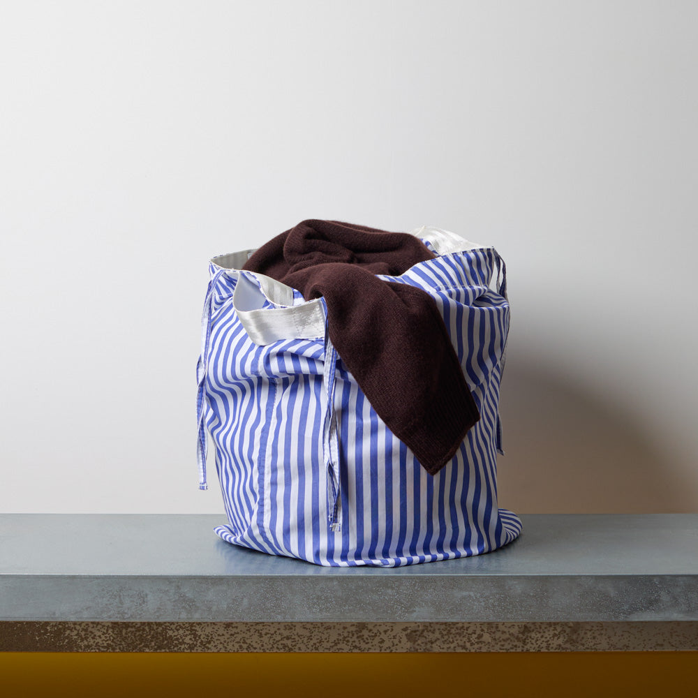 Panier à linge - Rayures bleues