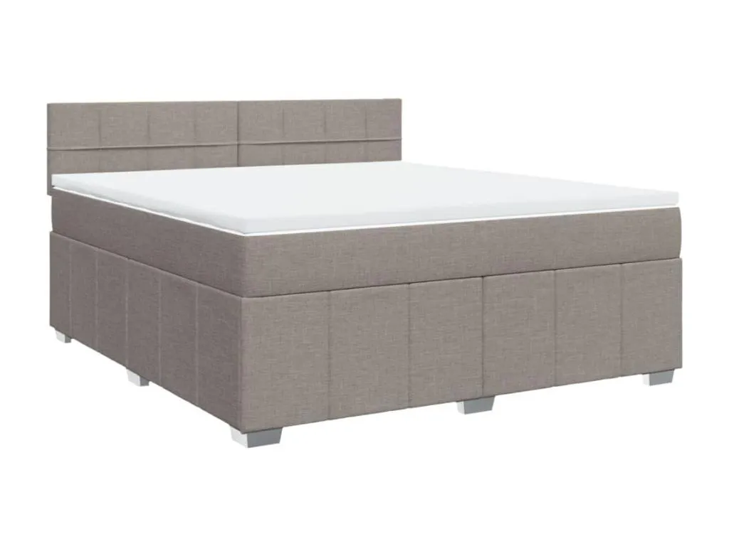 Cama box spring con colchón tela gris taupe 180x200 cm zli3521958