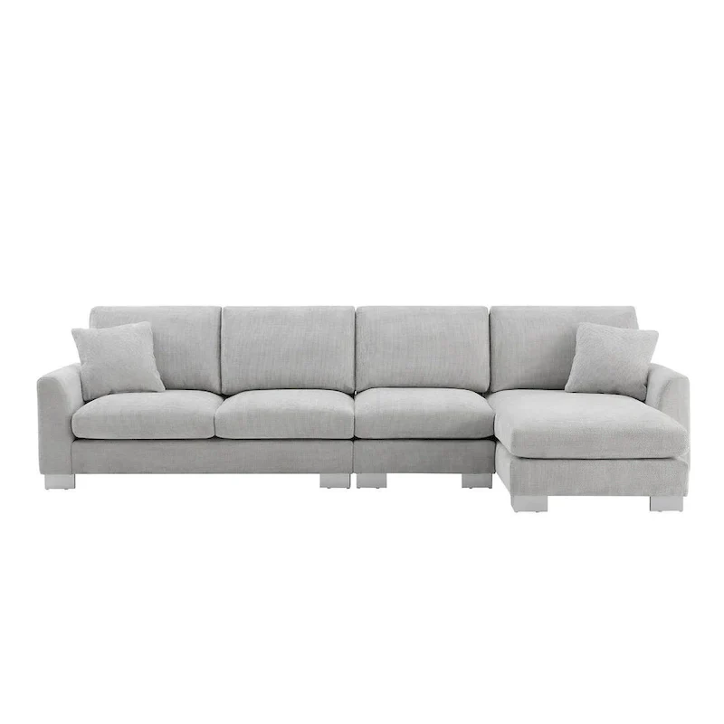 Spacious L-Shaped Chenille Sectional Sofa with Chaise Lounge for Living Room, Apartment, or Office