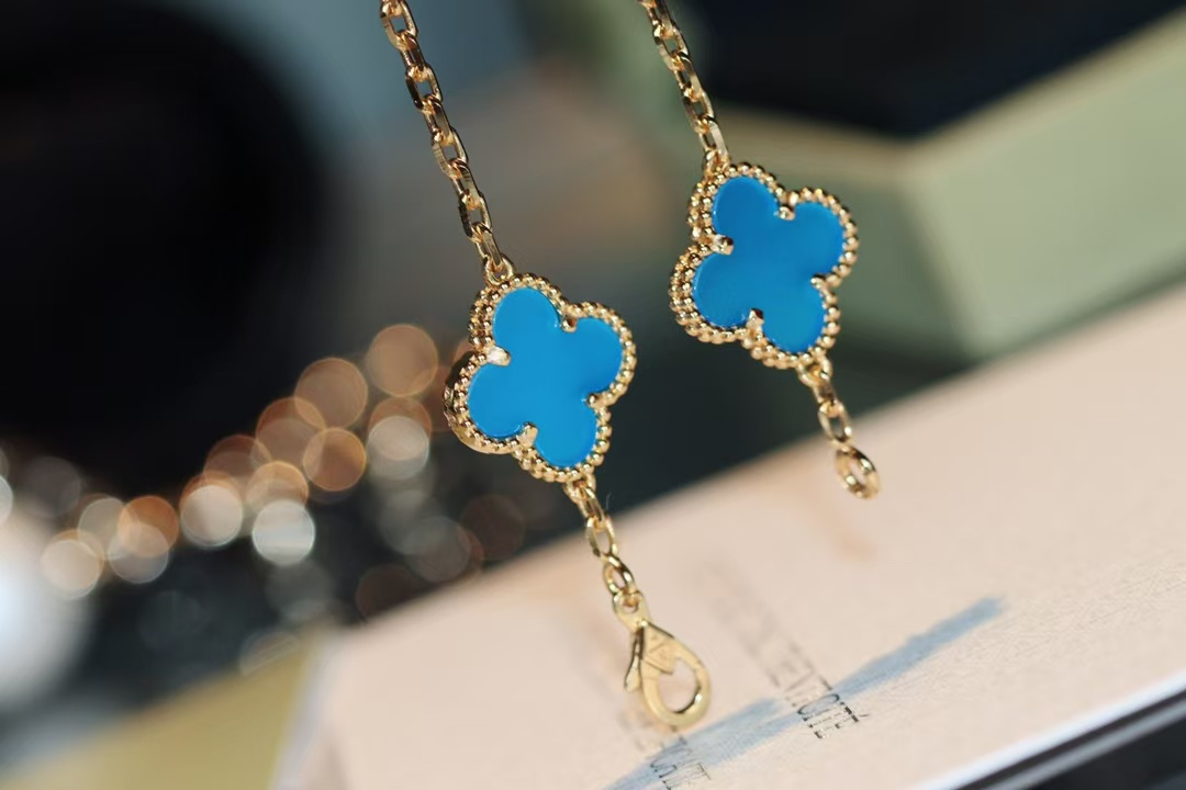 VCA Blue Vintage Alhambra Five Clover Bracelet - Original Replica Club