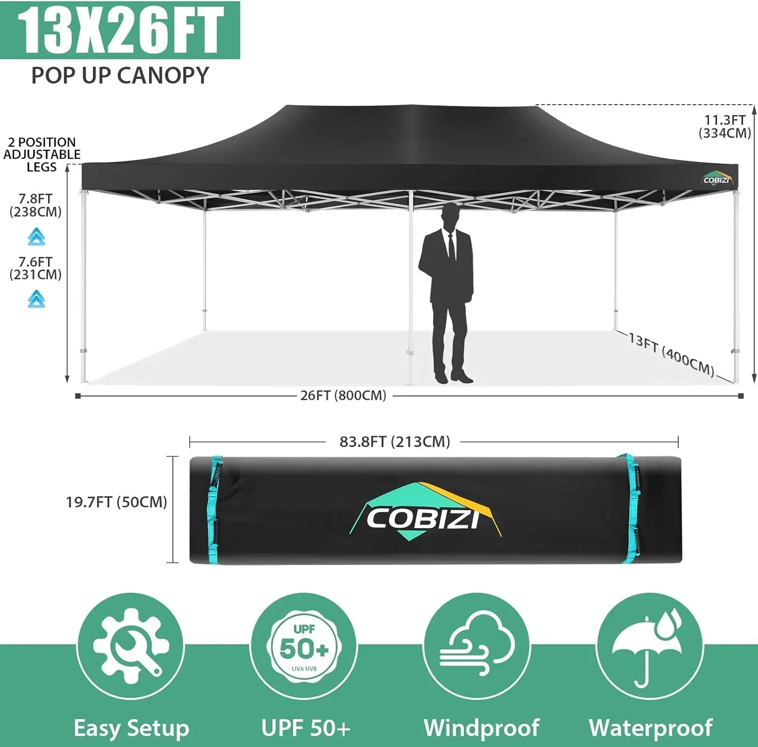 COBIZI 10x20 Heavy Duty Pop up Canopy Tent 6 sidewalls Commercial Canopy Wedding Party Tents