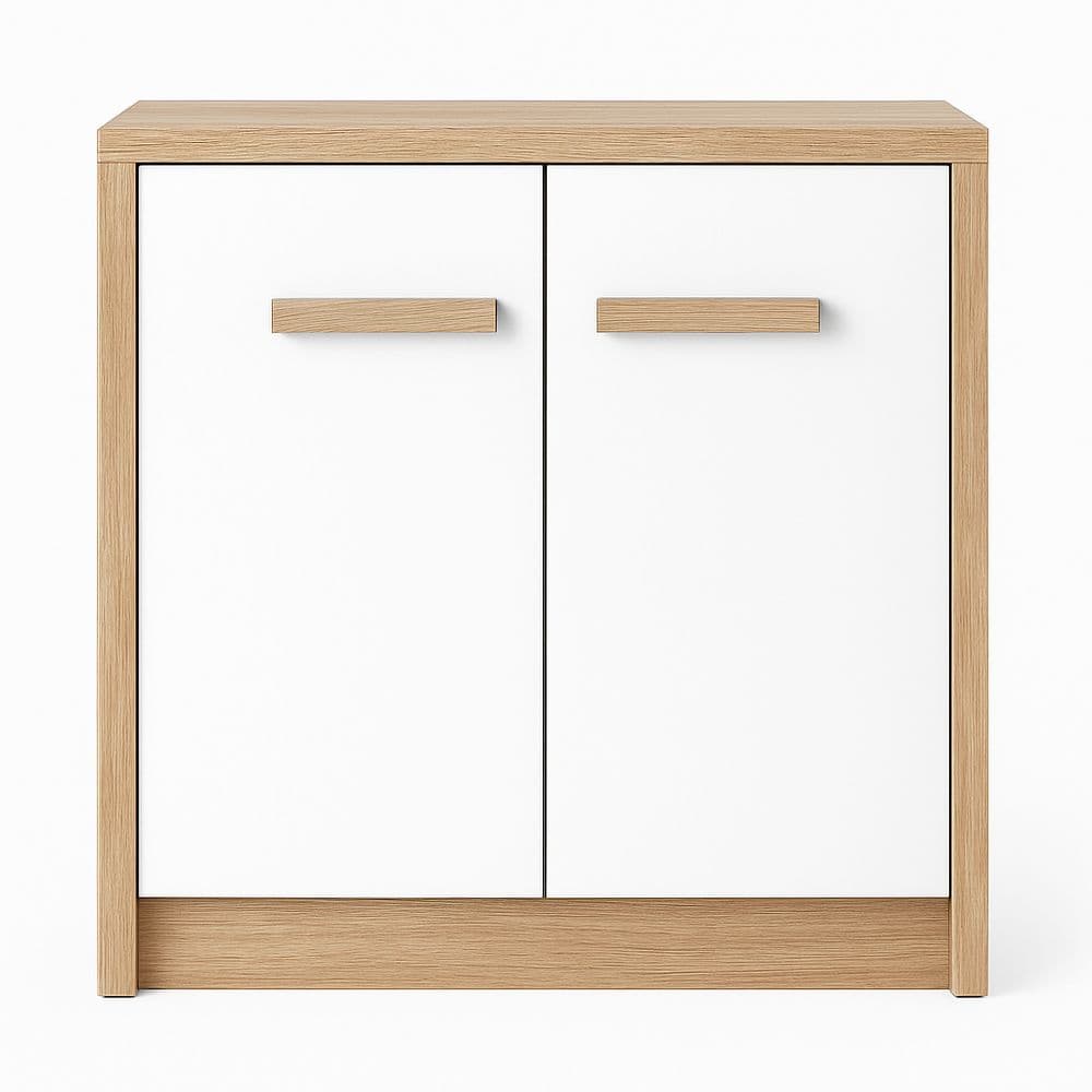 Armario Almacenamiento Rectangular Madera Aglomerada Blanco Roble Claro 79x80x35cm