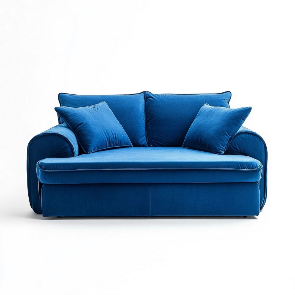 Sofá de Dos Plazas Terciopelo Sala de Estar 180cm Comodidad Azul