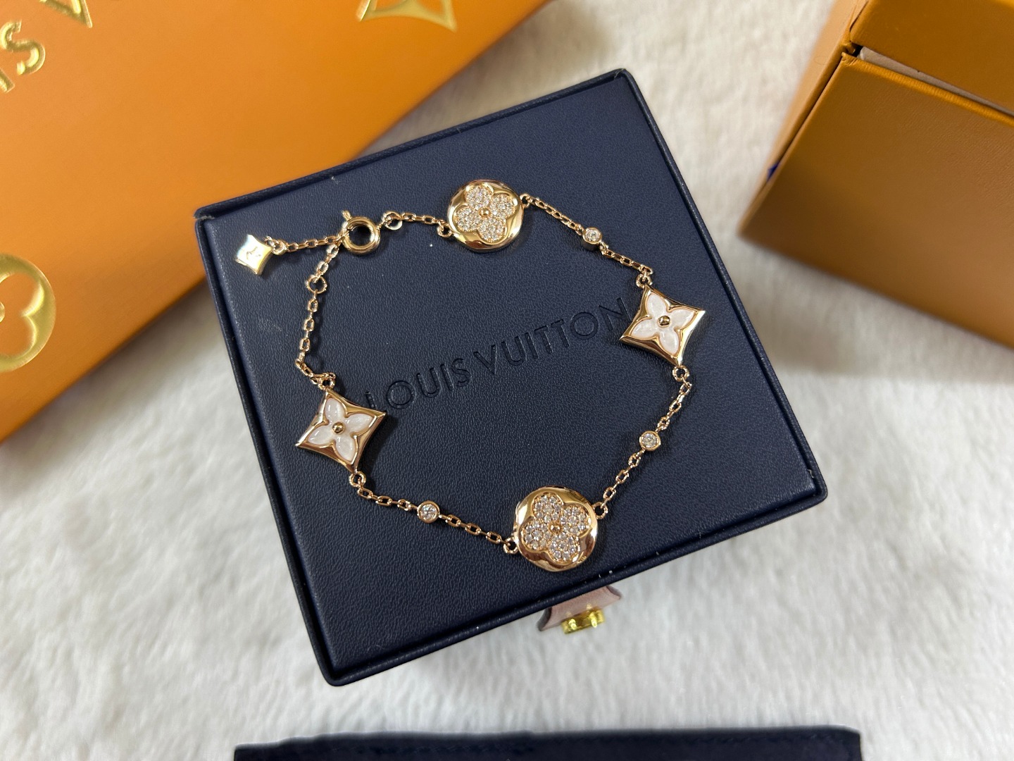 Louis Vuitton White Mother of Pearl Color Blossom Bracelet - Original Replica Club