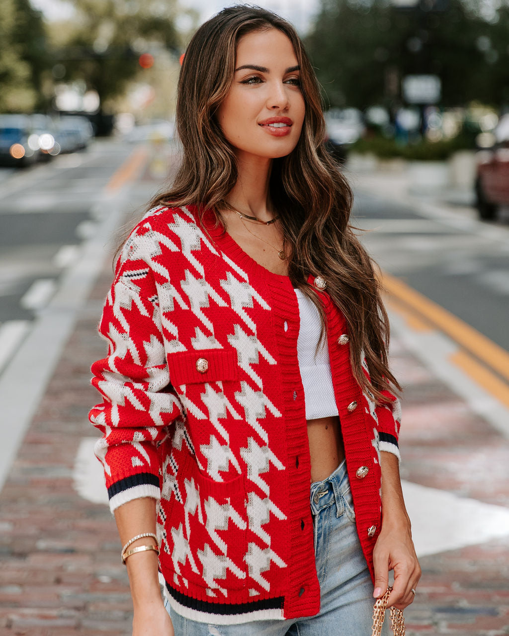Classy And Fab Houndstooth Cardigan - Se7enfashion