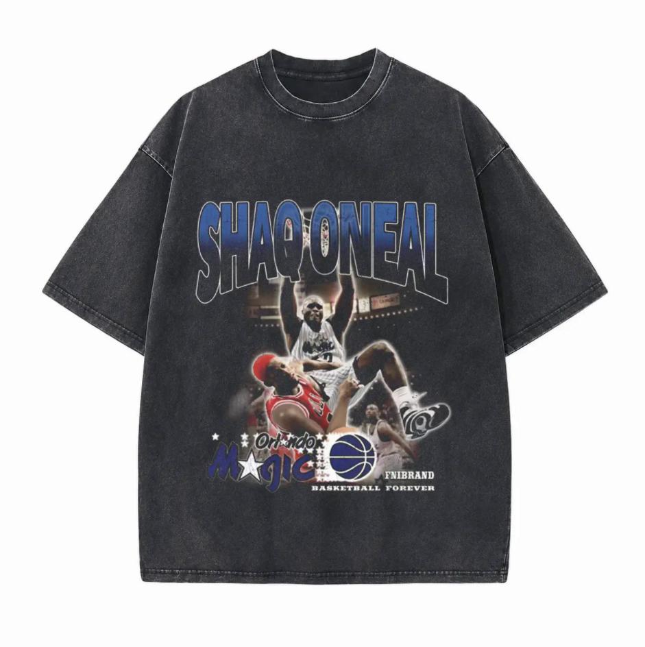 Retro 90s Basketball Poster Printed Unisex Washed T-Shirt