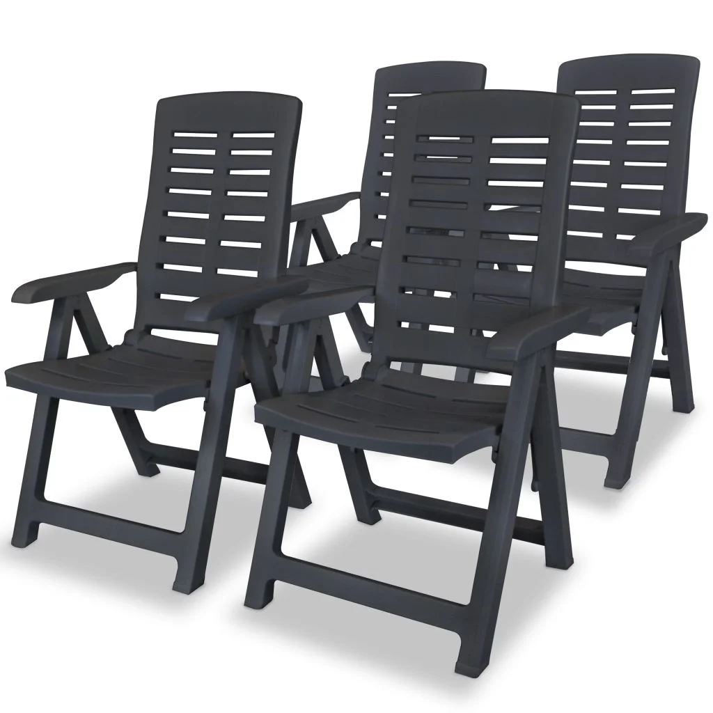 vidaXL Reclining Patio Chairs Outdoor Stack Dining Chair with Armrest Plastic - Image 22