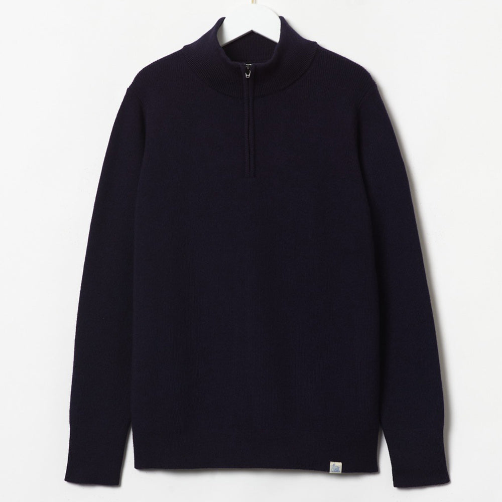 Merz b. Schwanen - Pullover Zip Merino - Marine