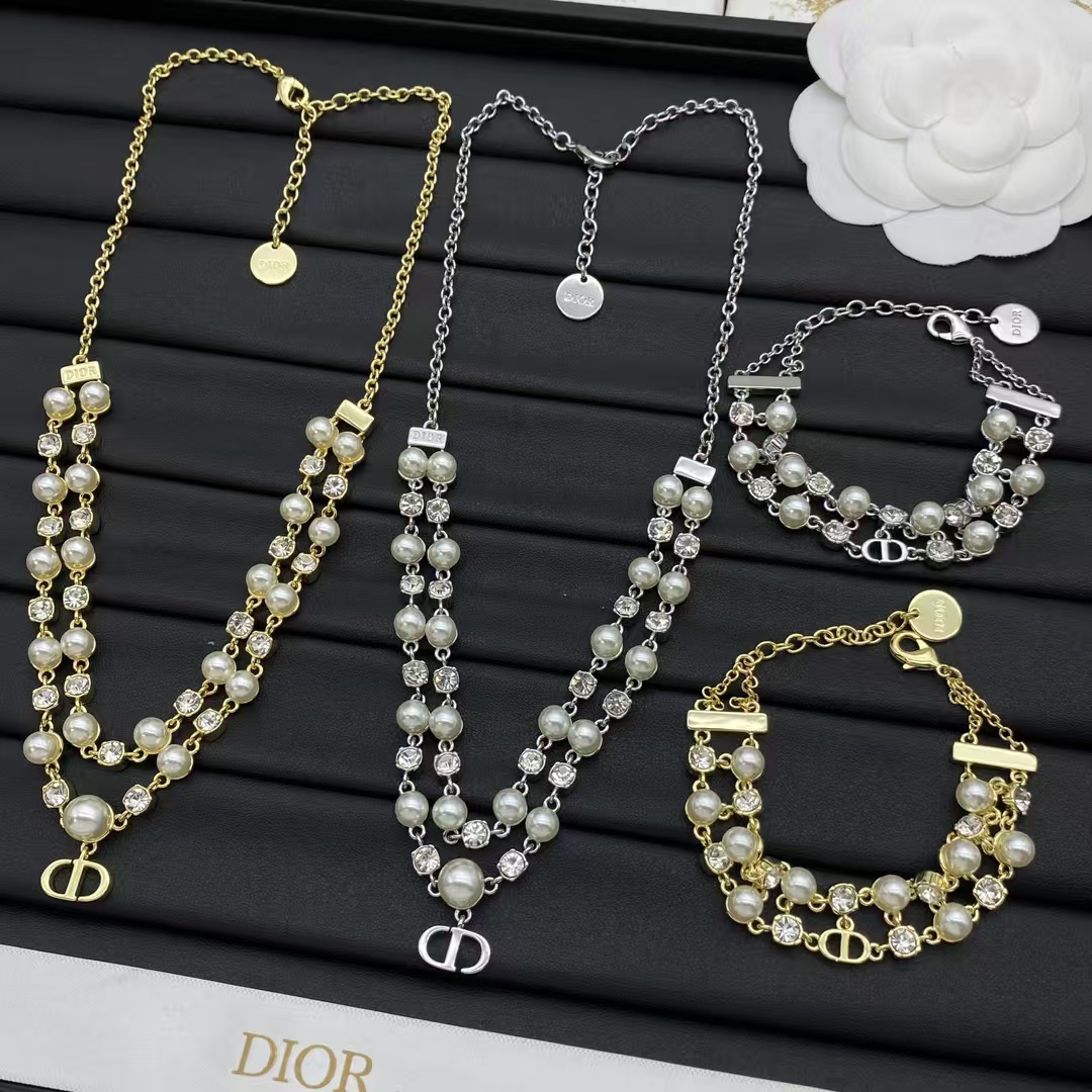 Dior Layered Two Row Pearl Necklace - Original Replica Club