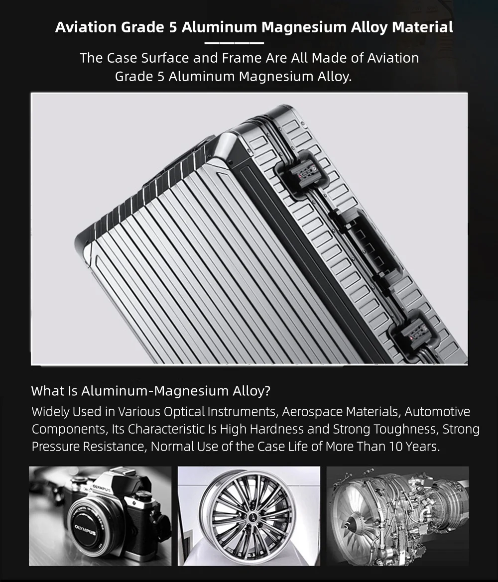 All Aluminum Magnesium Hardshell Carry On Luggage with Lock, Airline Approved Hardside Carry on Suitcase with Spinner Wheels, Checked Metal Rolling Luggage Case for Travel, Business - Image 20