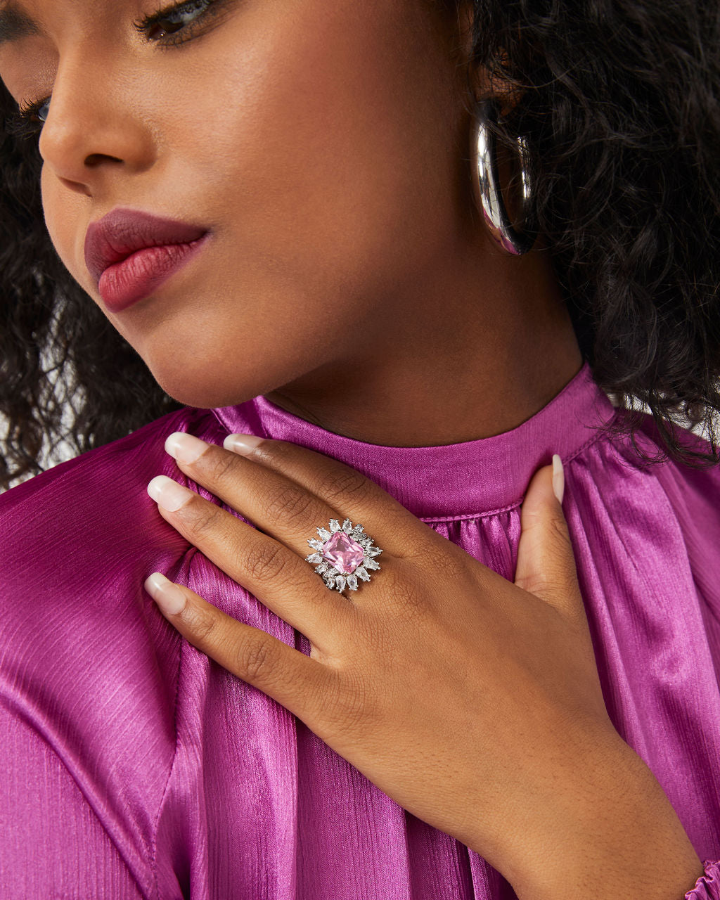Lovey Dovey Crystal Burst Ring - Pink - Se7enfashion