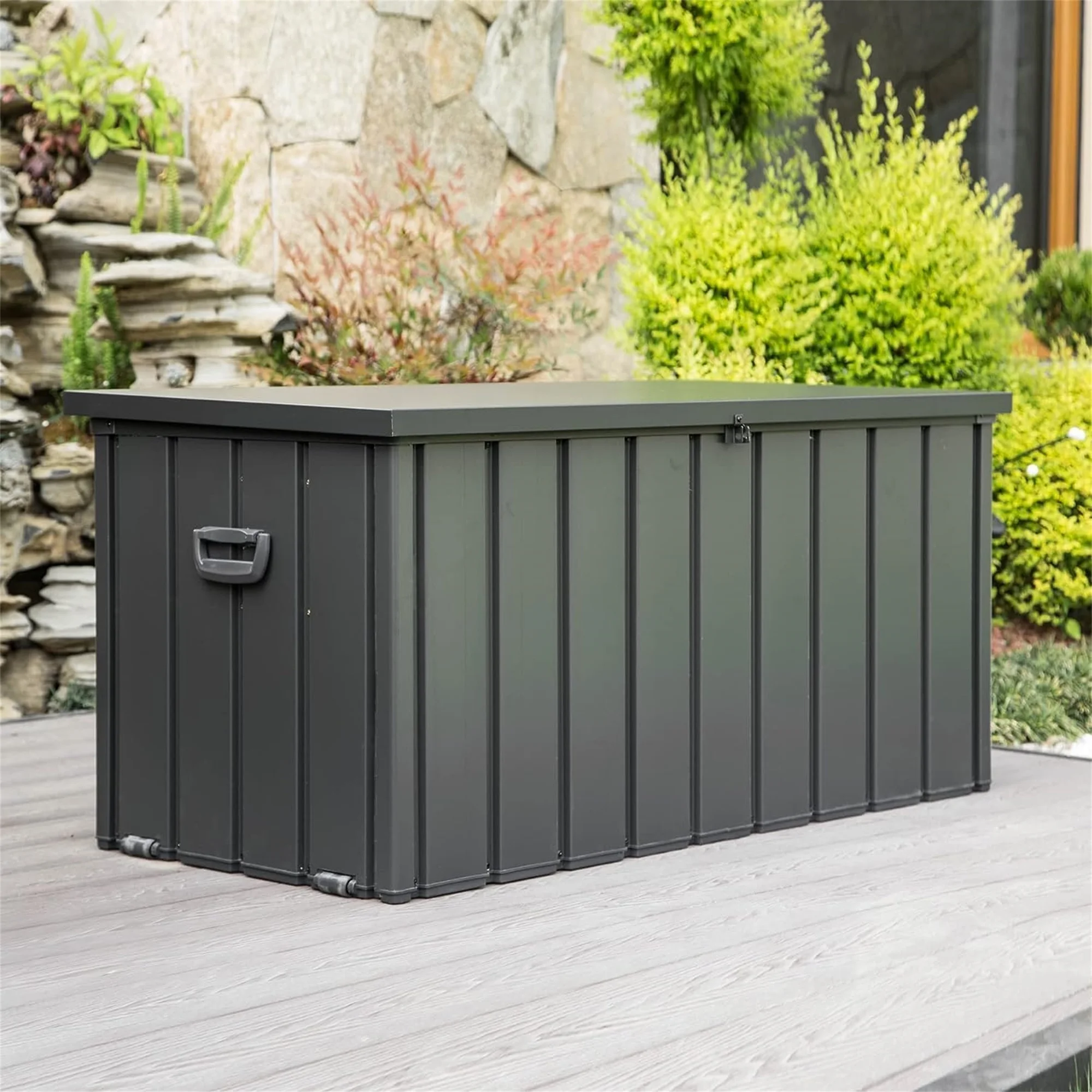 100 Gallon Outdoor Storage Deck Box Waterproof, Large Patio Poolside Storage Bin for Outside Cushions, Throw Pillows, Garden Tools (Dark Gray) - Image 12