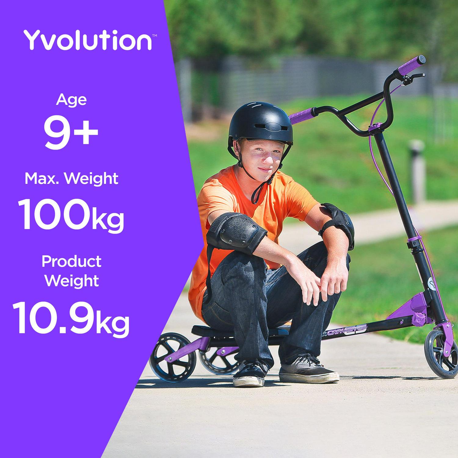 Yvolution Y Fliker C5. Foldable Drift Swing Scooter Kids Age 9+ Years. Purple. Unisex. Weight 24lbs - Image 5