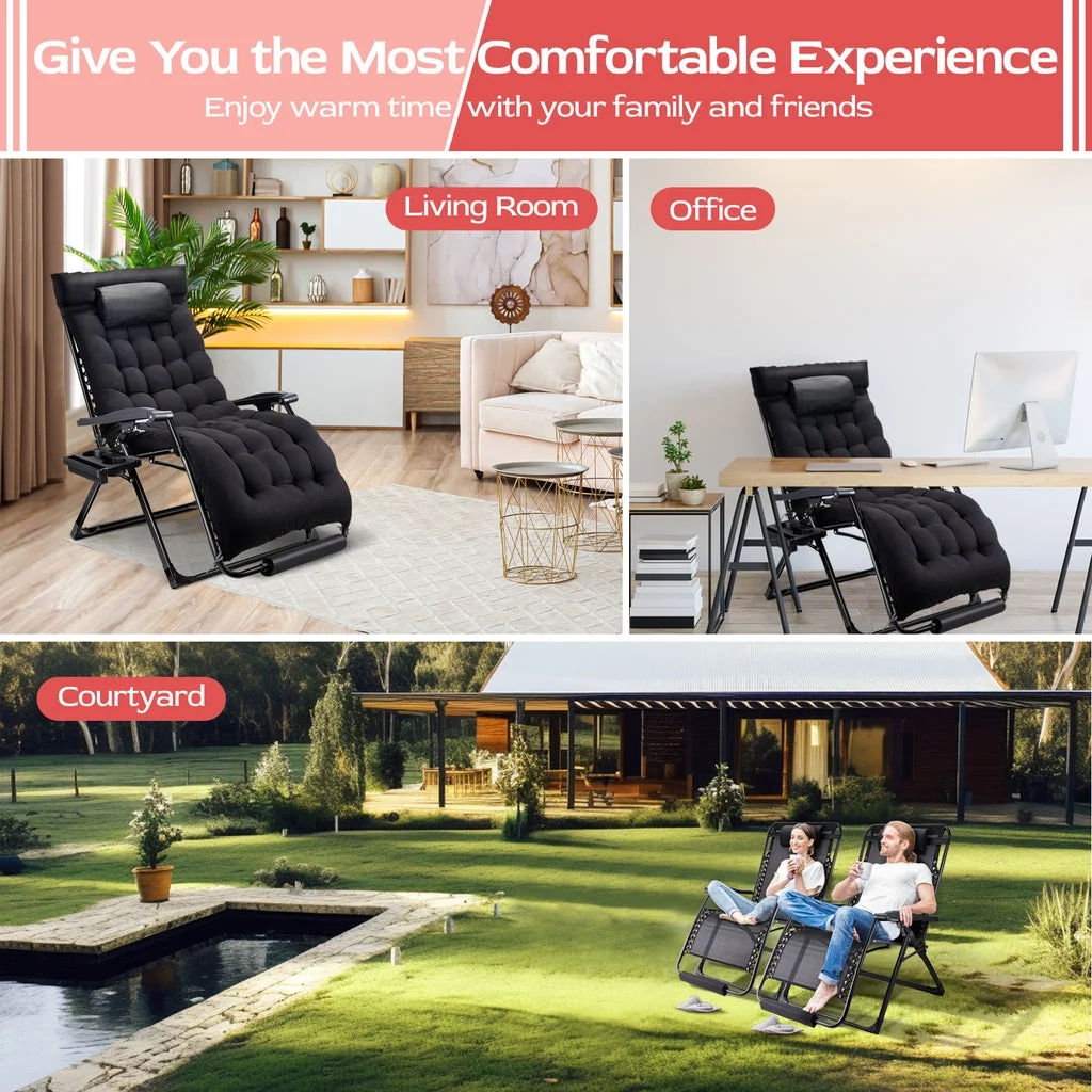 VECUKTY XXL Oversize Zero Gravity Chair - 500lb Capacity, 33-Inch Wide Padded Seat, Folding Travel Recliner for Outdoor / Indoor Use - Patio, Lawn, Black, Portable and Heavy Duty - Image 8