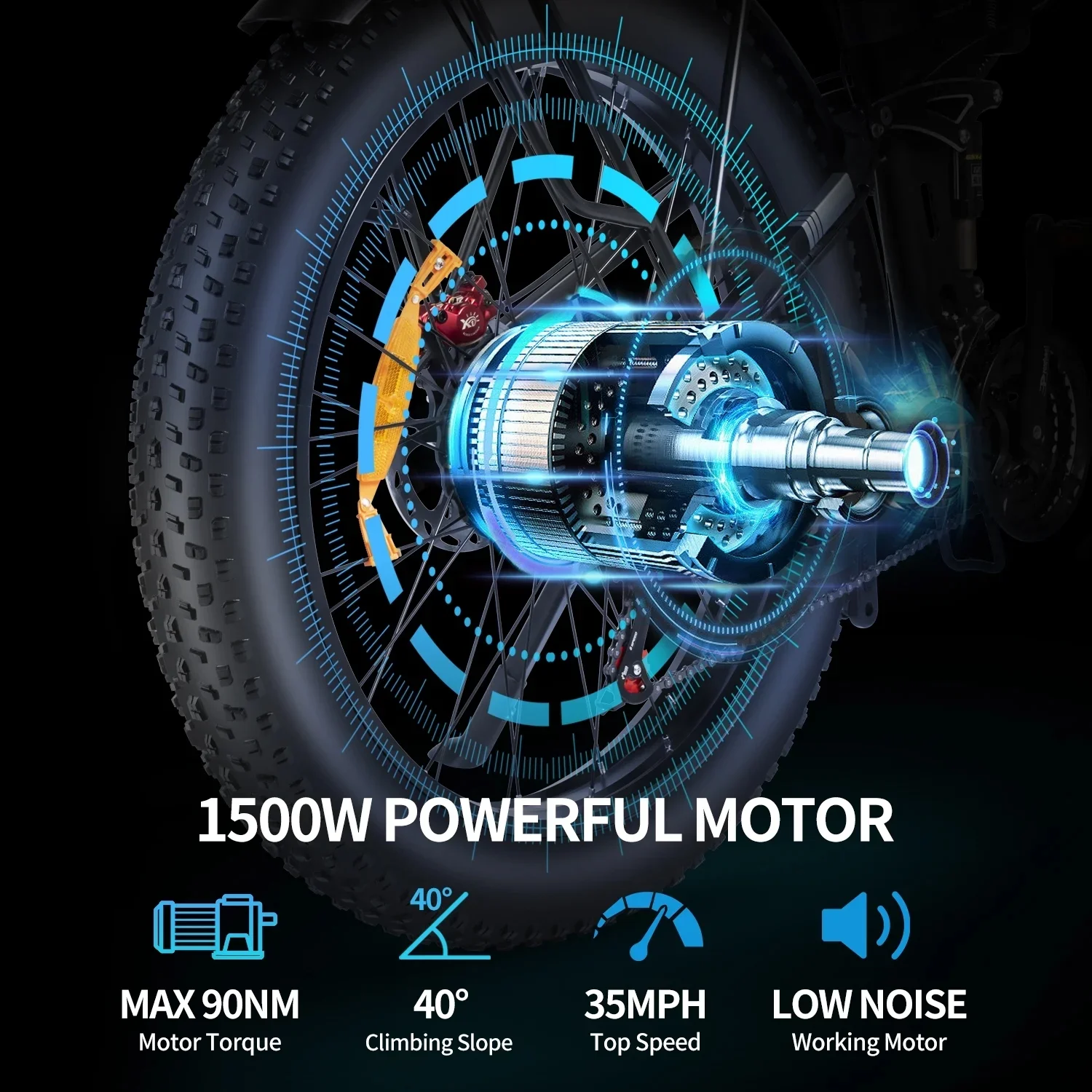 Dual Motor PEAK 3000W Electric Bike for Adults,31mph 48V 23Ah Electric Bicycle,26" Fat Tire Mountain Bike UL2849 - Image 20