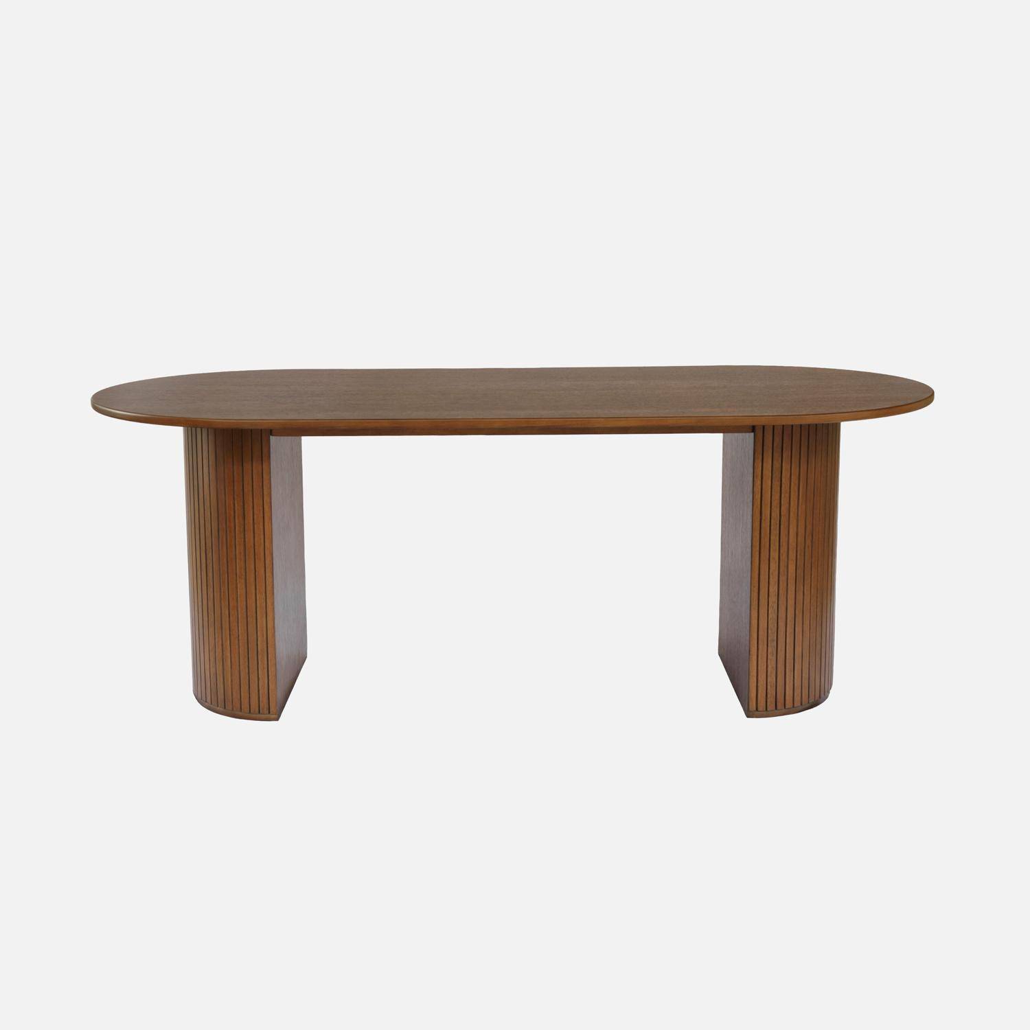 Esteban - Mesa de comedor oblonga de madera de hevea y chapa de roble de 6 a 8 plazas