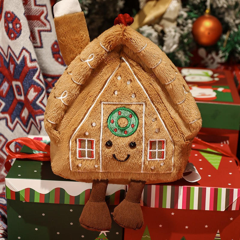 Gingerbread Man Shaped Plush Pillow Soft Fluffy Sherpa Cartoon Christmas Decor Plush Toy for Home Decor Holiday Gift