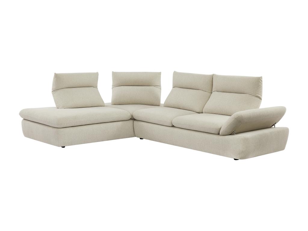 Sofá esquinero reclinable con esquina izquierda - tela beige jaspeada