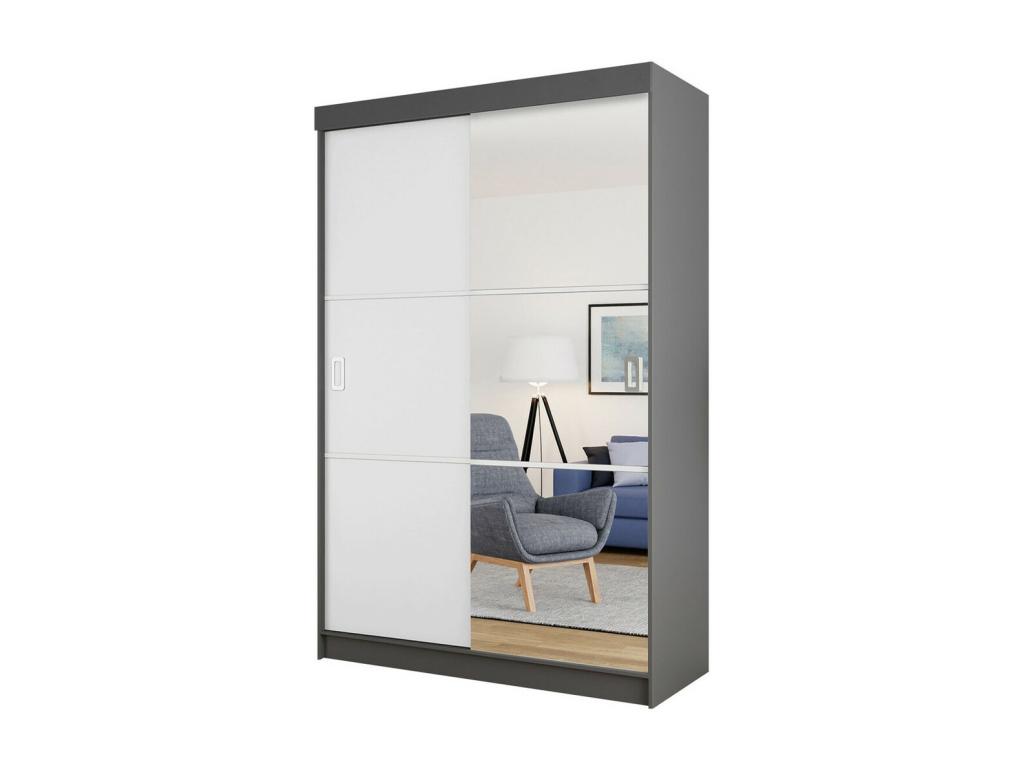 Armario Dover 111, Grafito|Blanco, 205x138x60cm, Puertas de armario: Correderas