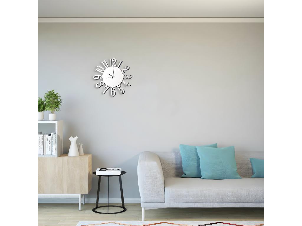 Reloj de Pared Números 1, Blanco, 50x1,5x50 cm, Hogarlujo