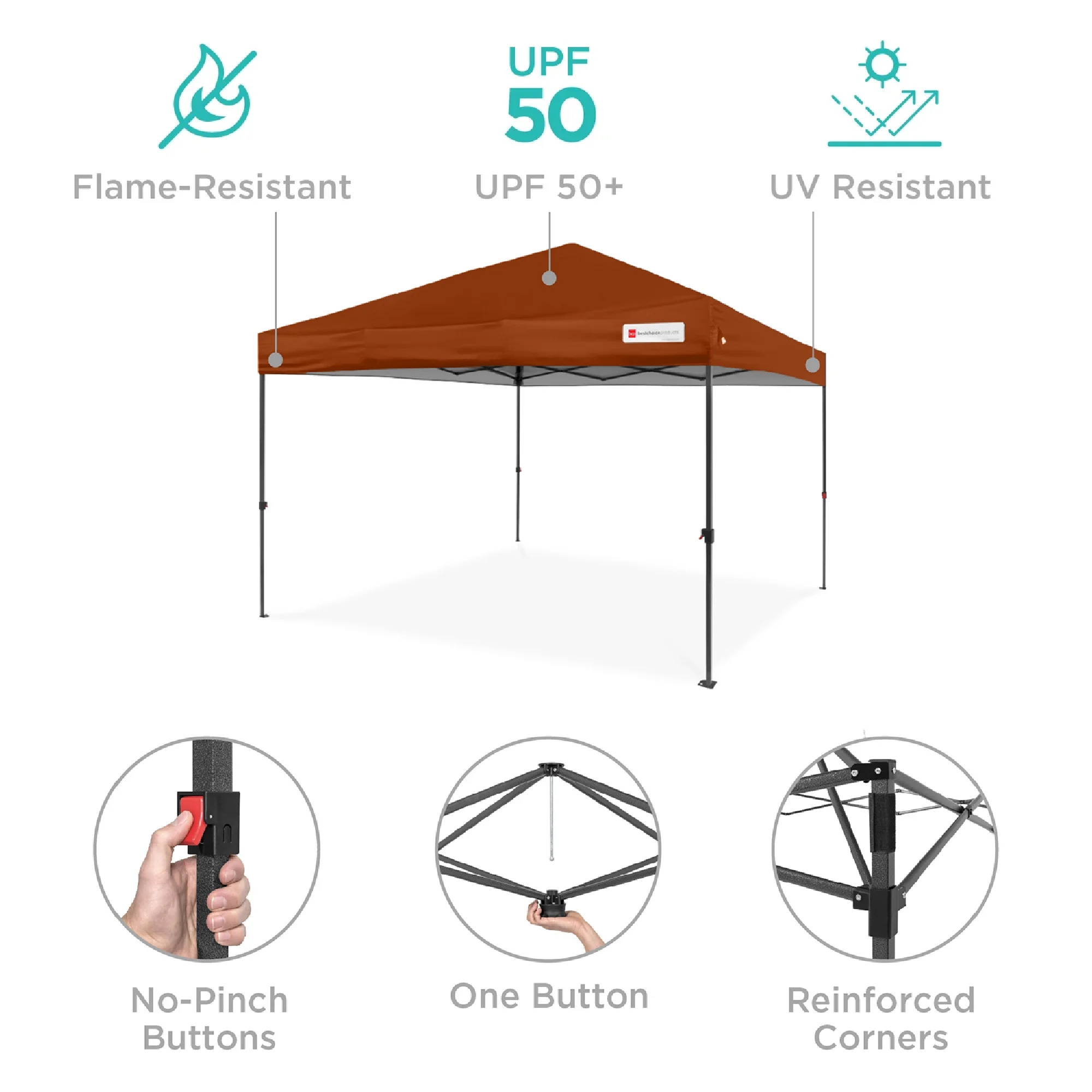 Best Choice Products 10x10ft Easy Setup Pop Up Canopy w/ 1-Button Setup, Wheeled Case, 4 Weight Bags - White - Image 122