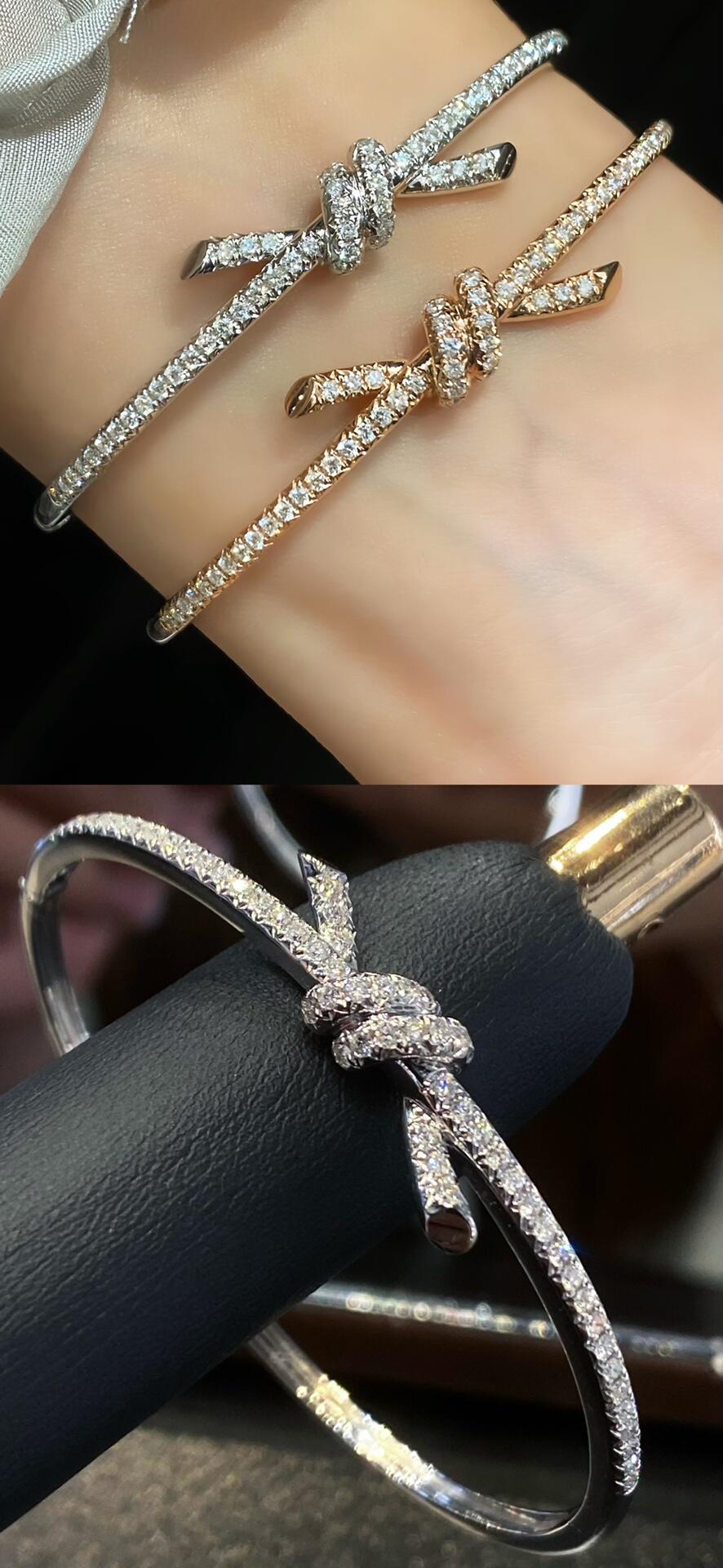 Tiffany Paved Diamond Knot Bangle Bracelet - Original Replica Club