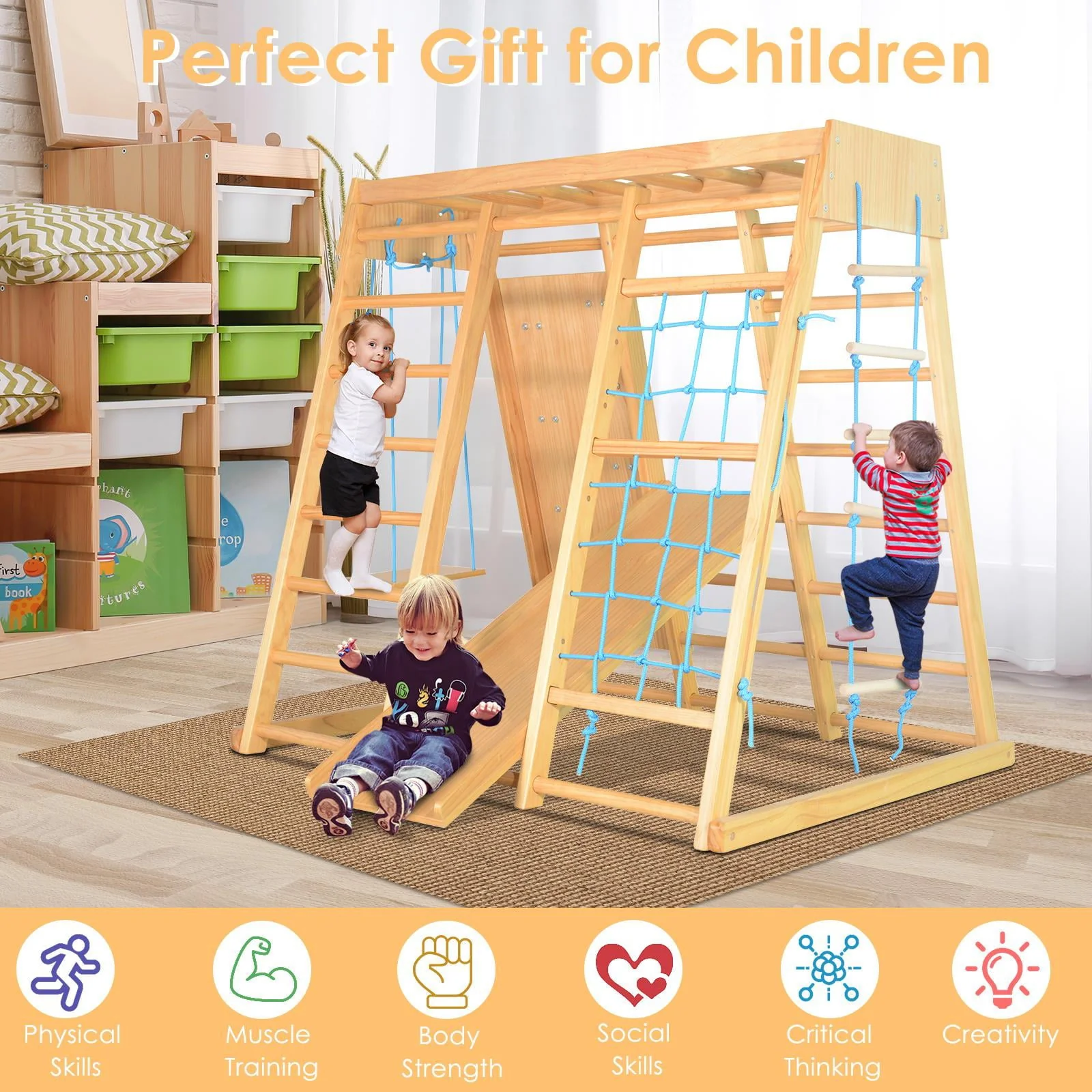 LALAHO 7-in-1 Indoor Playground Kids Playground Climbing Toys for Toddlers, Indoor Jungle Gym for Toddlers - Image 4