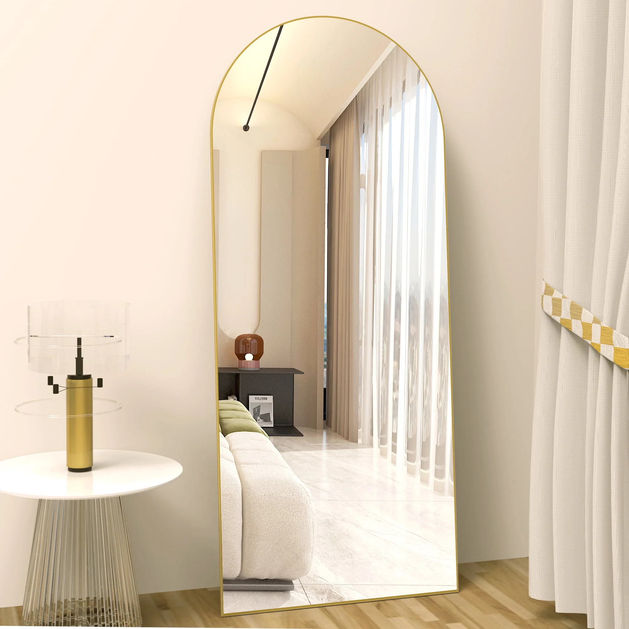 RACHMADES 65"x24" Arch Mirror Full Length Full Body Mirror Arched Floor Mirror with Stand Tall Mirror Long Gold Mirror FULL Length - Image 7