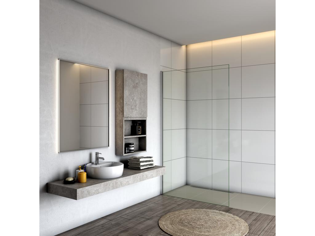 Panel de ducha panel pantalla fija vidrio 8mm antical perfil cromado (158-160)x200cm